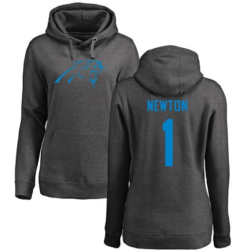 Carolina Panthers Ash Women Cam Newton One Color NFL Football #1 Pullover Hoodie Sweatshirts->nfl t-shirts->Sports Accessory